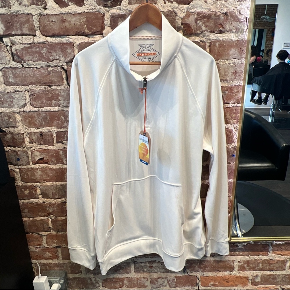 Weatherproof Cream Quarter-Zip Pullover Hoodie